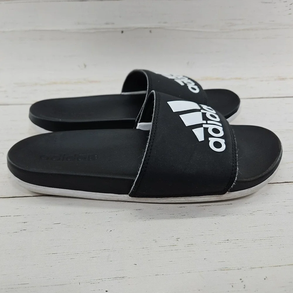 adidas Essentials Comfort‎ Slides Mens 8 Black White Sandal CG3427